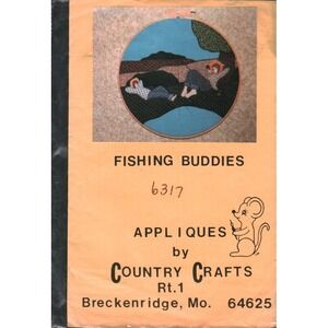 Vintage Country Crafts Fishing Buddies Applique Pattern 18 Inch Hoop Project